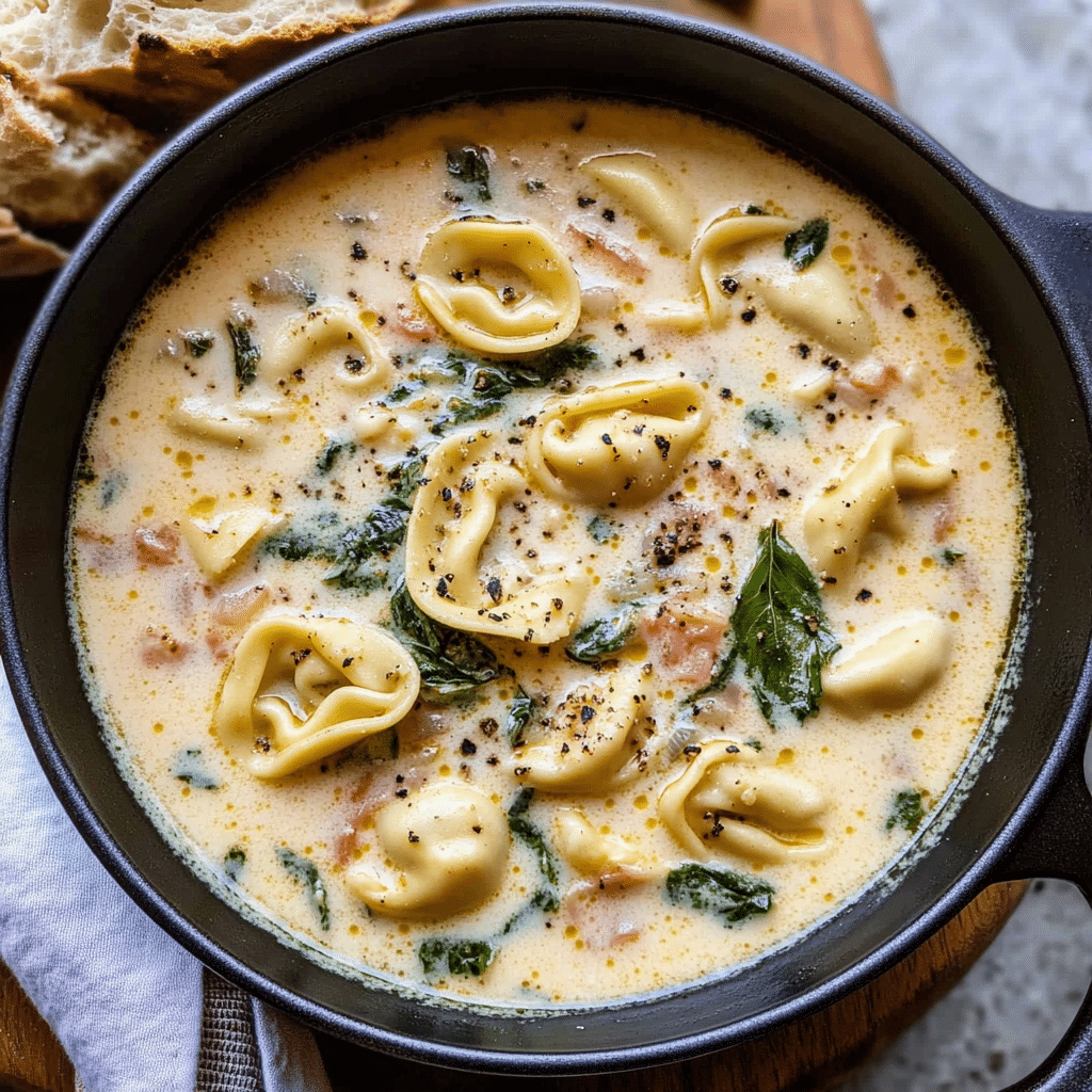 Creamy Tuscan Garlic Tortellini Soup
