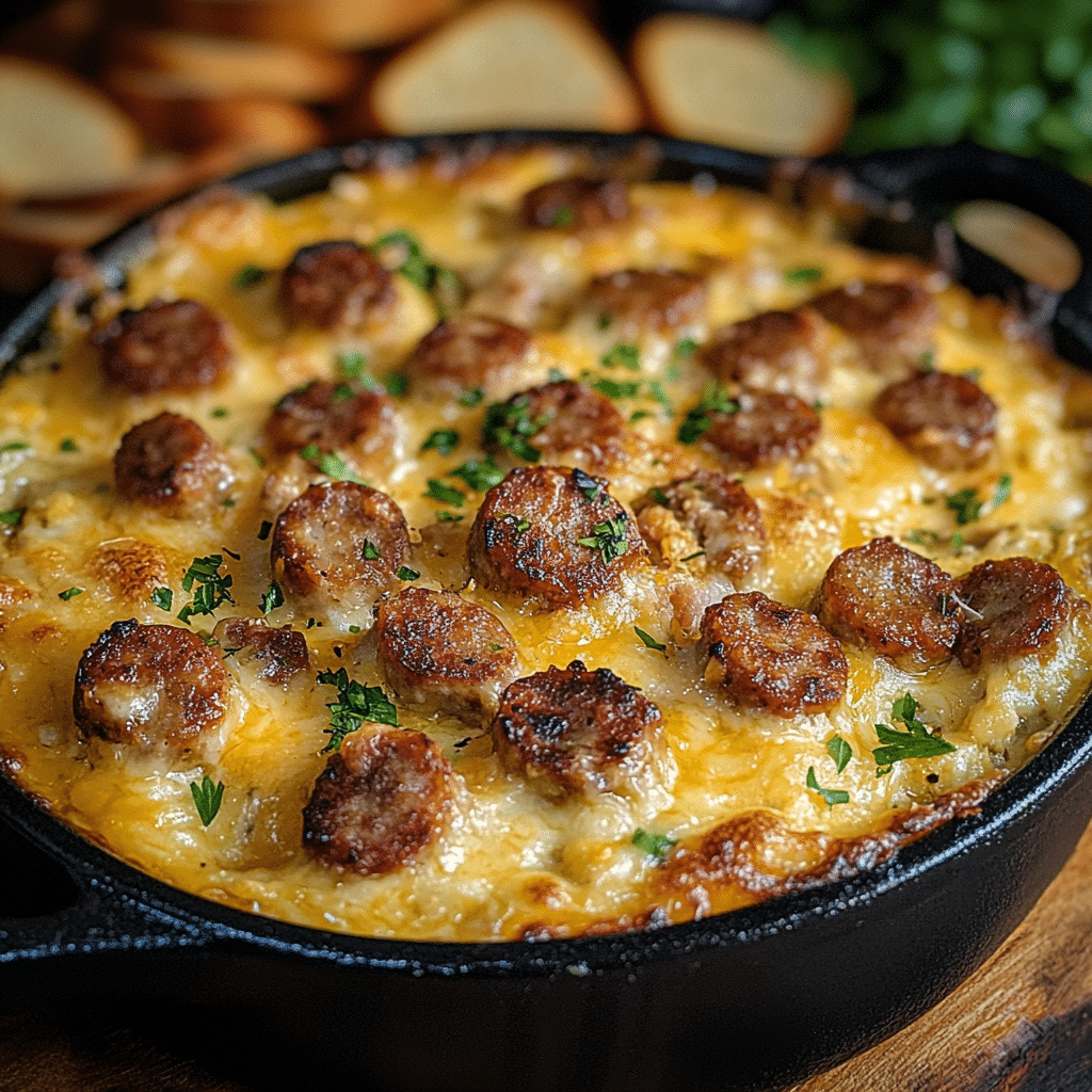Hot Sausage Beer Cheese Dip