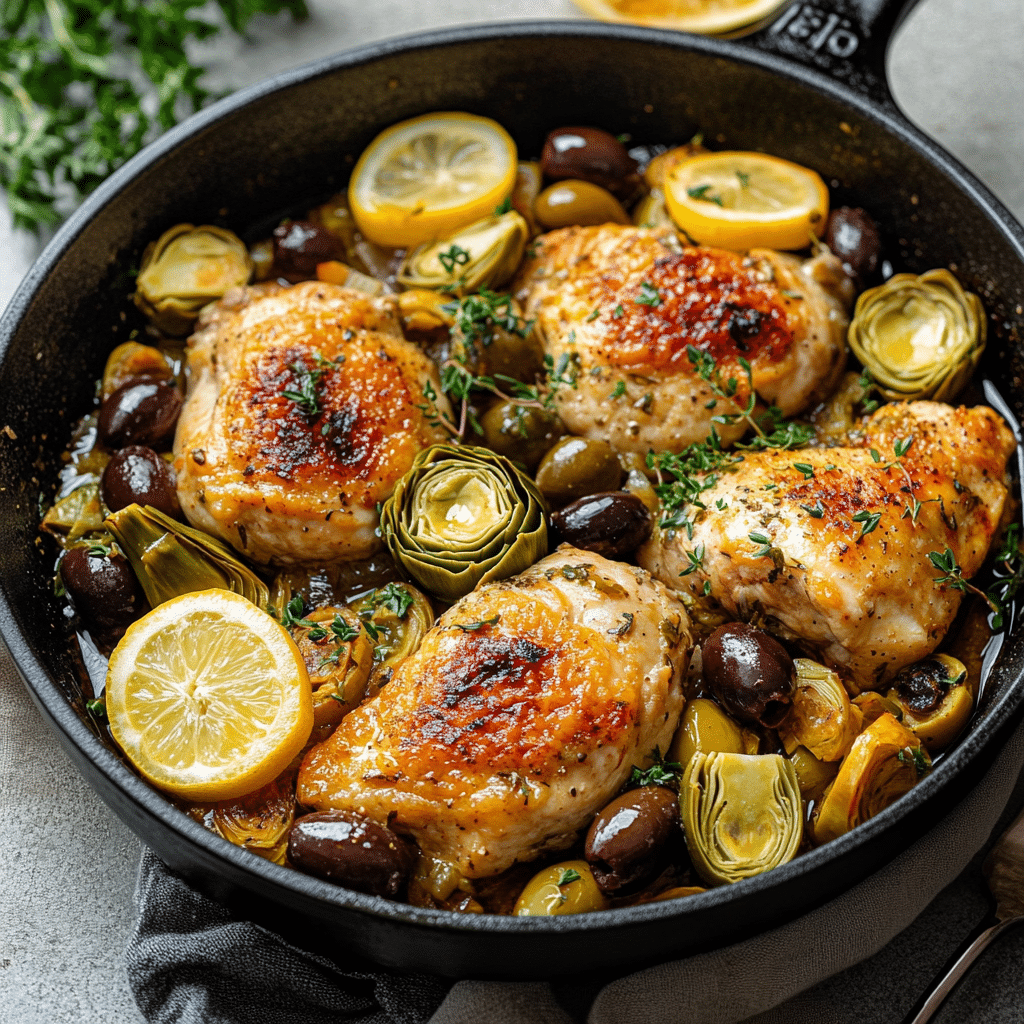 Mediterranean Lemon Chicken with Artichokes & Olives