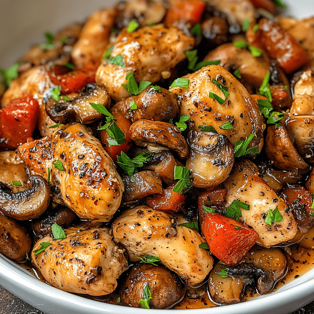 Black Pepper Chicken with Mushrooms