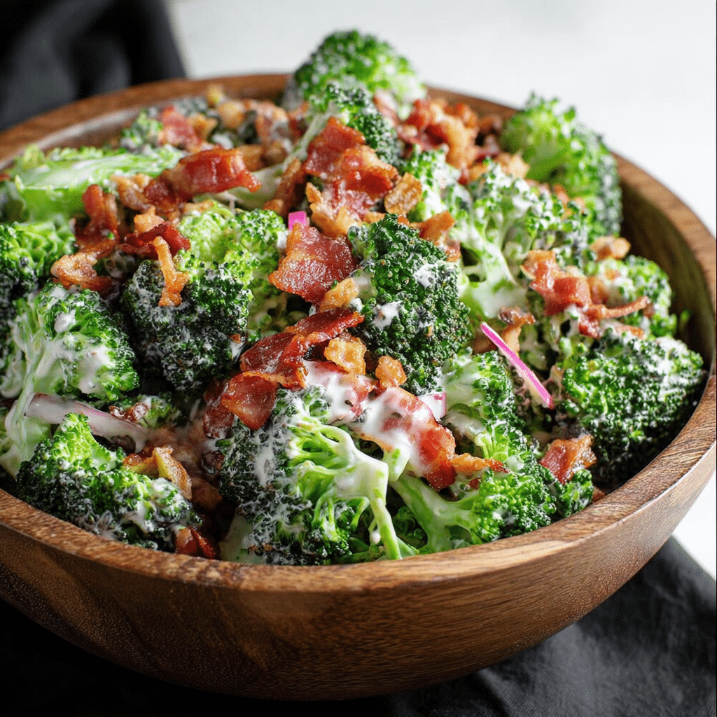 Easy Broccoli Salad Recipe with Bacon and Creamy Dressing