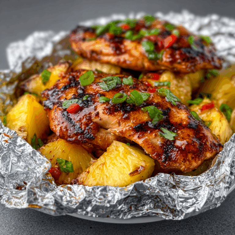 Hawaiian BBQ Chicken and Pineapple Foil Packets