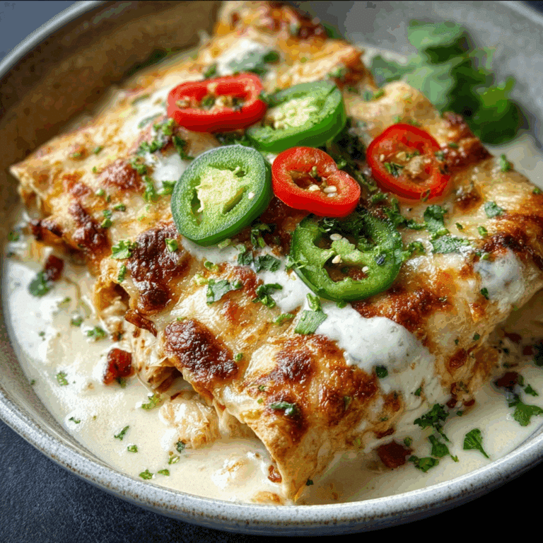 Jalapeño Popper Cheesy Chicken Enchiladas with Creamy Sauce