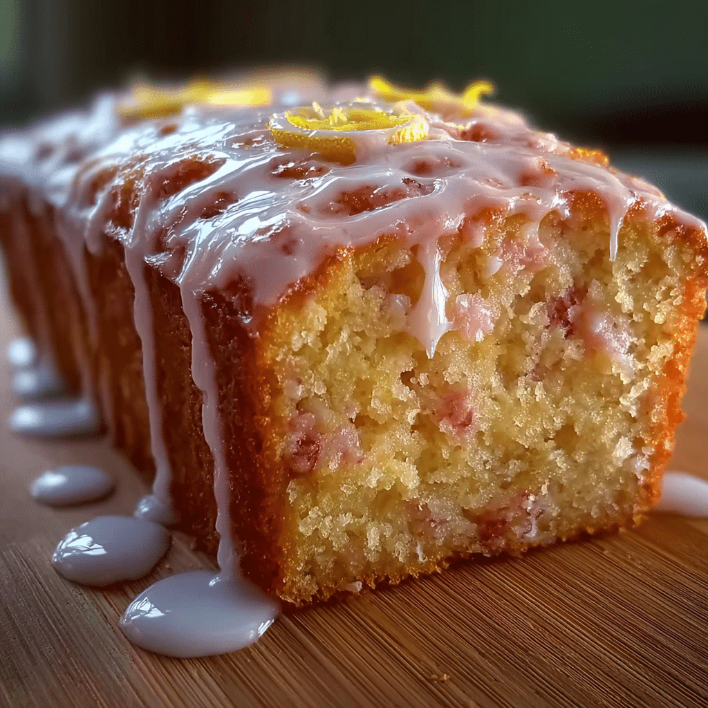 Lemon Rhubarb Loaf with Glaze