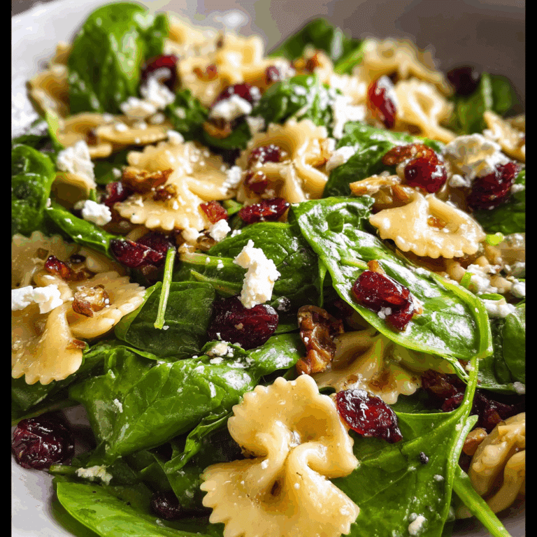 Spinach Pasta Salad with Feta and Cranberries
