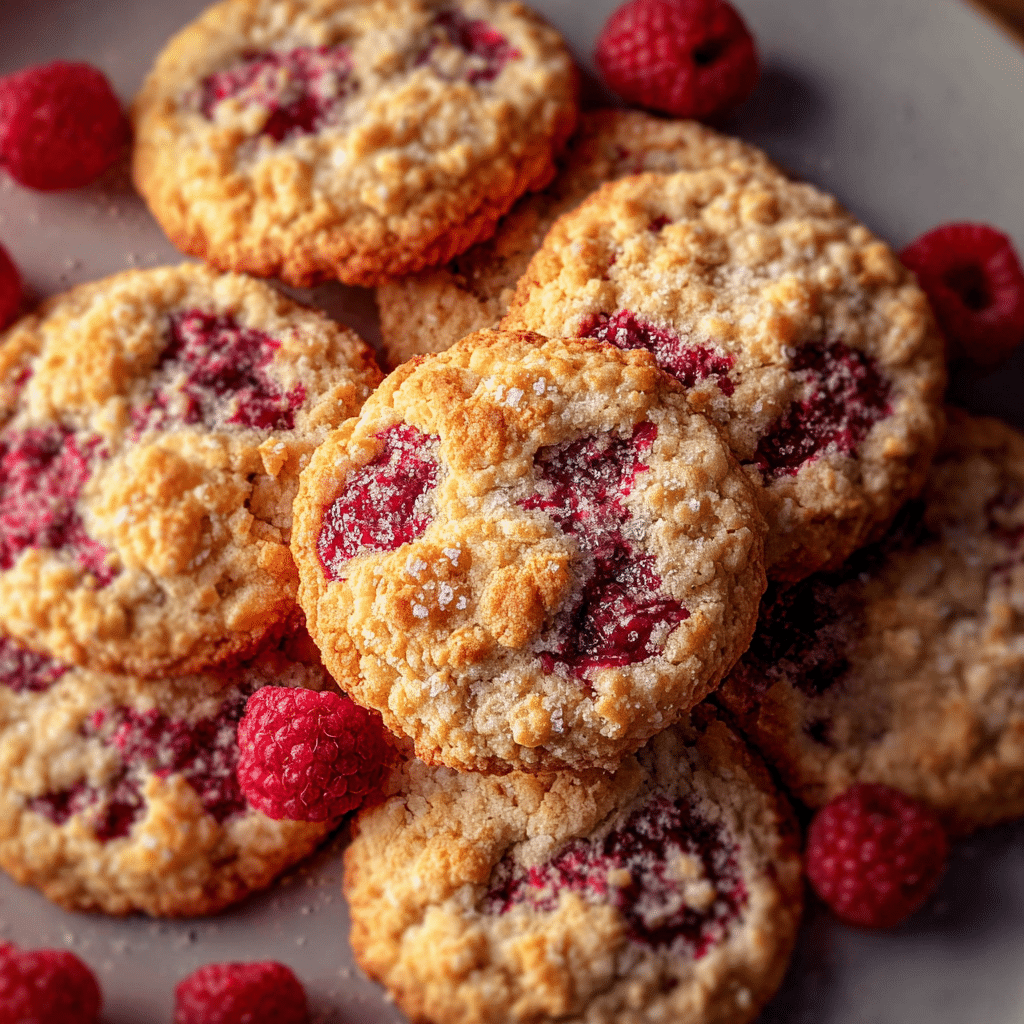 Buttery Raspberry Crumble Cookies