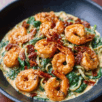 Creamy Sun-Dried Tomato Shrimp with Spinach Pasta