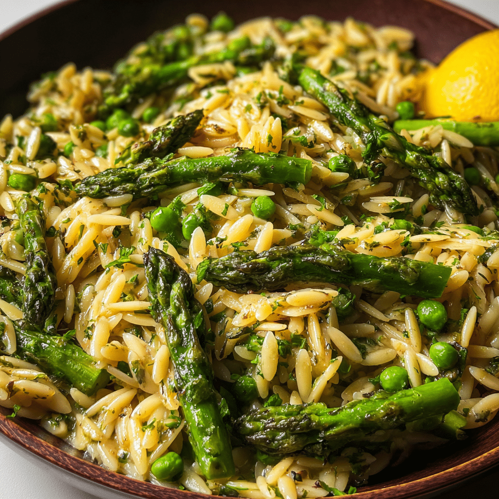 Garlic Butter Asparagus Orzo