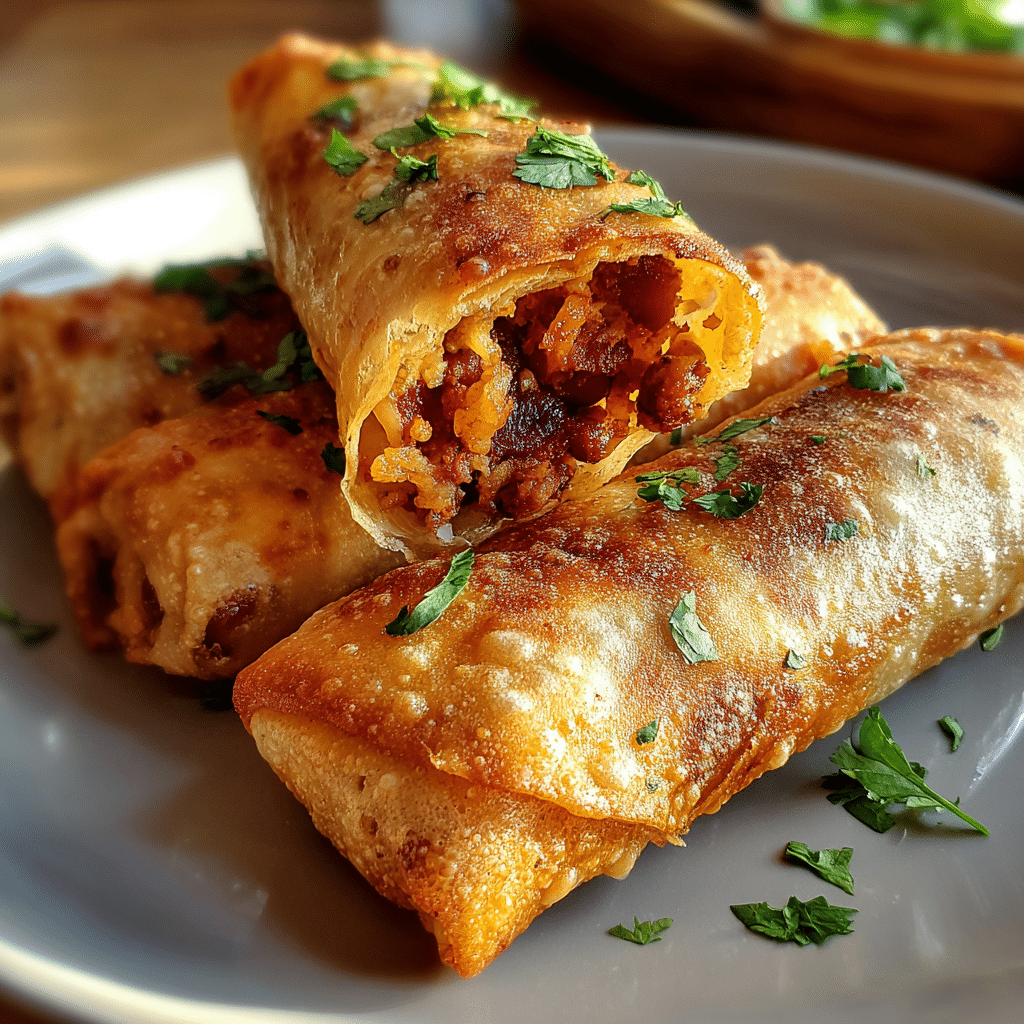 Mexican Eggrolls with Chorizo & Chipotle Beans