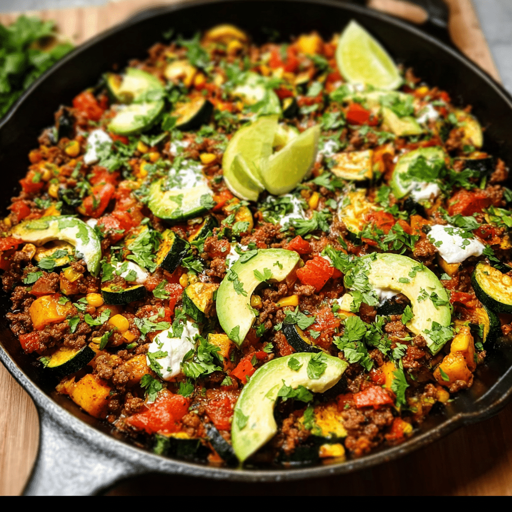 Mexican Zucchini and Ground Beef Skillet