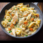 One-Pan Creamy Chicken Pot Pie Pasta