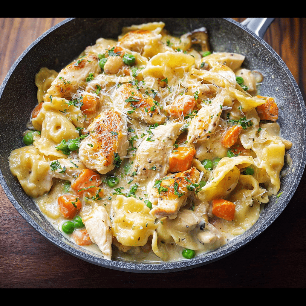 One-Pan Creamy Chicken Pot Pie Pasta