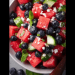 Watermelon Feta Salad with Cucumber and Blueberries