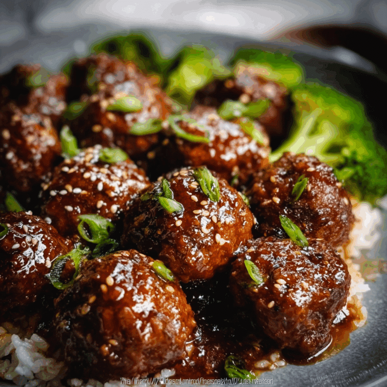 Sticky Mongolian Meatballs & Broccoli