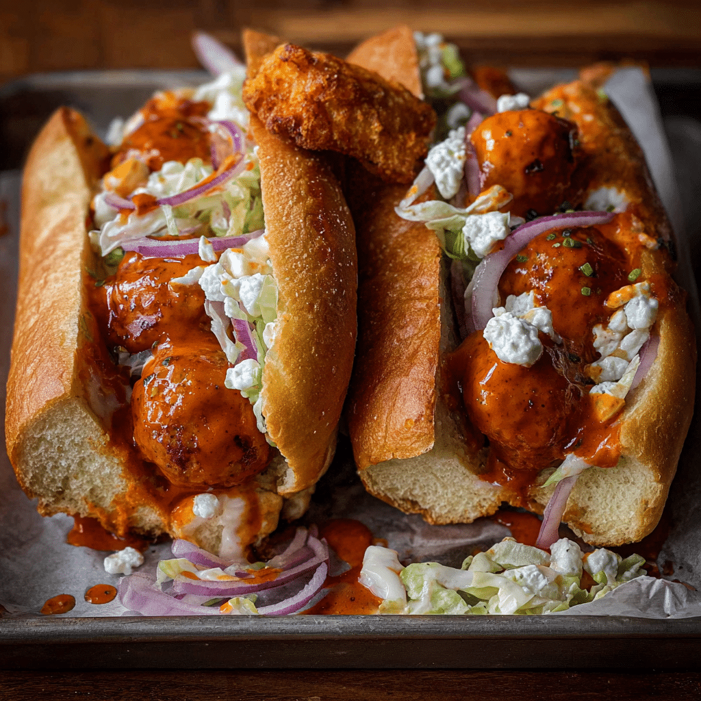 Buffalo Chicken Meatball Sandwiches