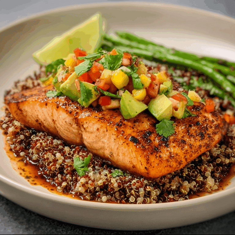 Sweet & Spicy Salmon with Dirty Quinoa