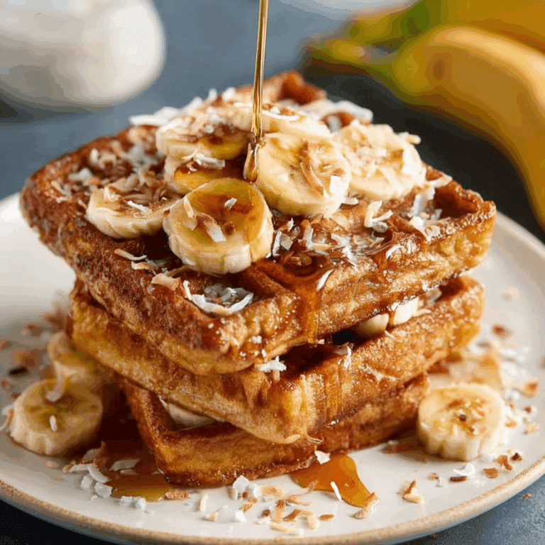 Caramelized Coconut Banana Bread Waffle French Toast
