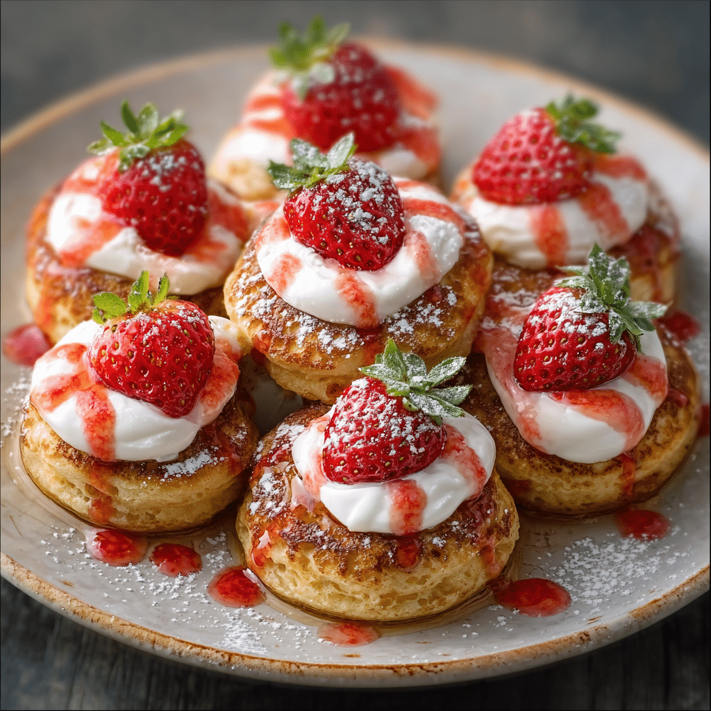Strawberry Vanilla Cottage Cheese Pancake Bites