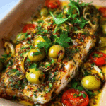 Herby Baked Fish with Green Olives