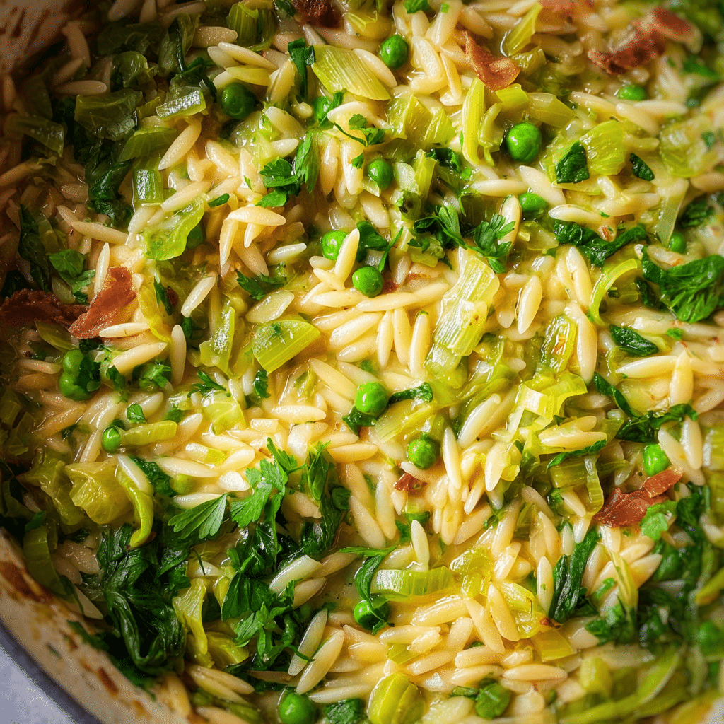 Leek, Pea & Spinach Orzo