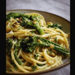 Pasta & Purple Sprouting Broccoli with Anchovies, Garlic & Preserved Lemon